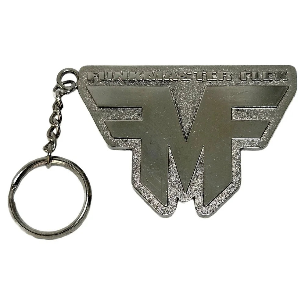Funkmaster Flex FF Wing Logo Metal Keychain Silver Hip Hop Retro Y2K Accessory